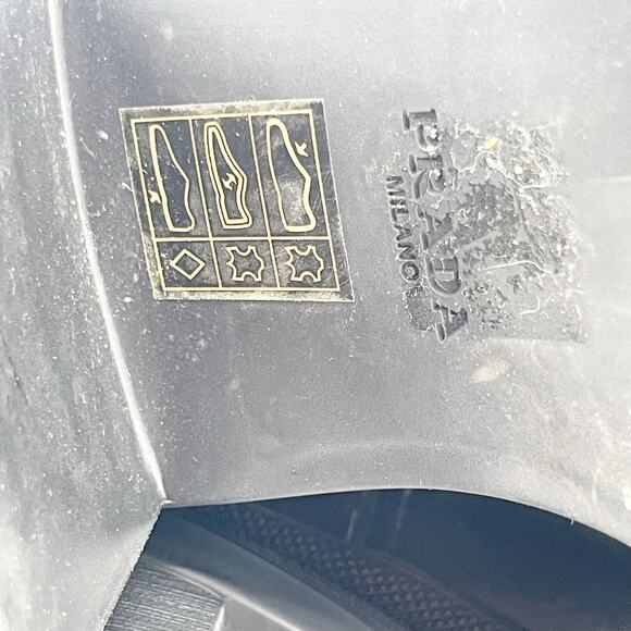 Prada Black Leather Double Gore Lug Sole Block Heel Chelsea Ankle Boot IT 36 - Picture 14 of 14